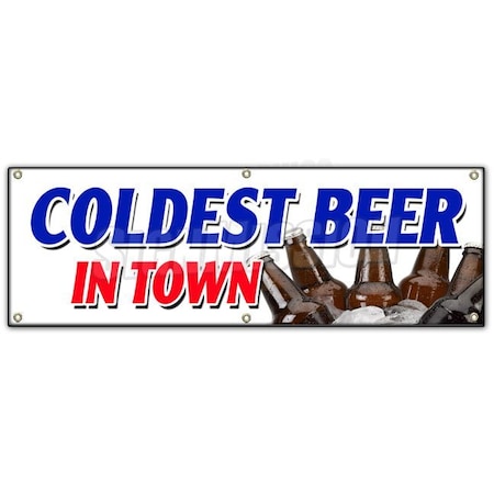 Signmission COLDEST BEER IN TOWN BANNER SIGN on tap selection import brew brewery B-72 Coldest Beer In Town